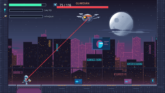 PétRA-0 en MS-DOS: combate contra el Guardián